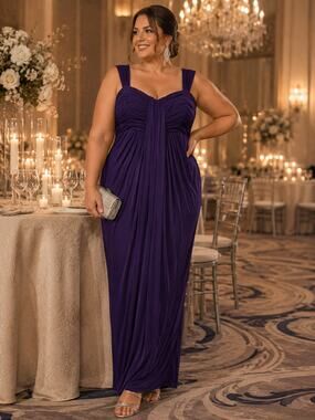 JS Boutique Purple Ruched Maxi Dress | Women's | Formal Evening Gown